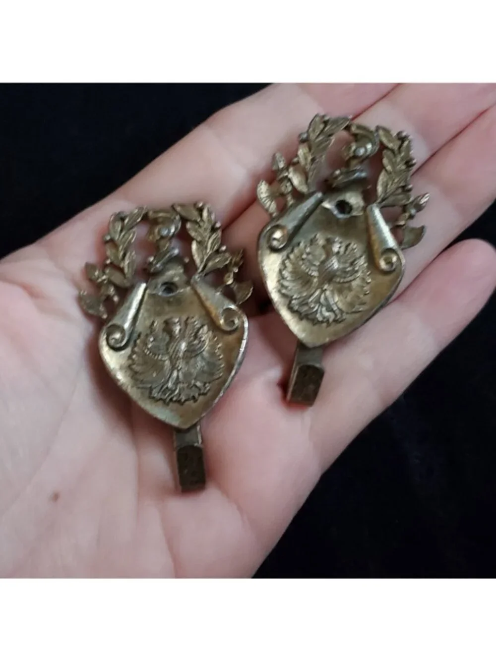 Vintage James Papalia Wall Hook Gold Tone Decorative Picture Frame Hanger Pair